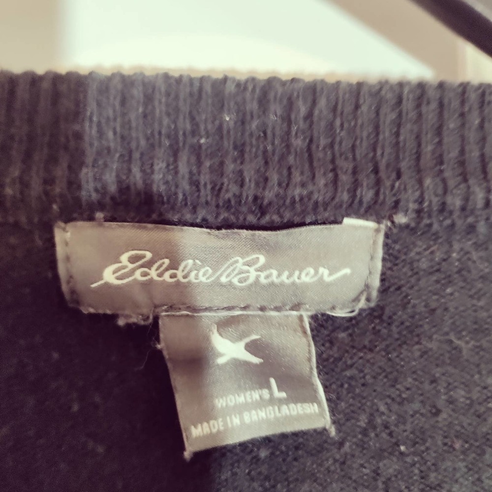 eddie bauer black cardigan sweater women's large - Picture 2 of 4